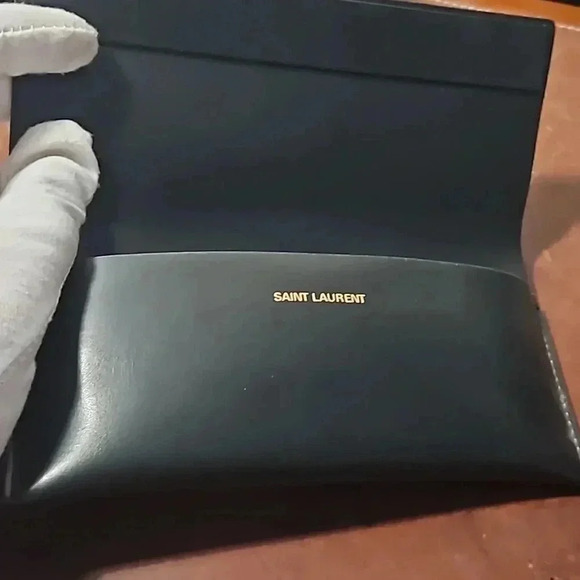 Saint Laurent Black Leather Sunglass Case with Magnetic Closure - Unused - Picture 5 of 6